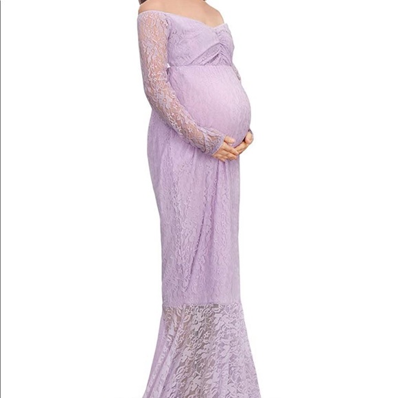 Designarche Purple Bell Sleeves Maternity Gown main image 1
